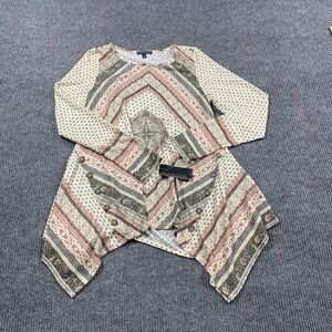 Signature Studio Blouse Womens Extra Large XL All Over Print Long Sleeve Stretch